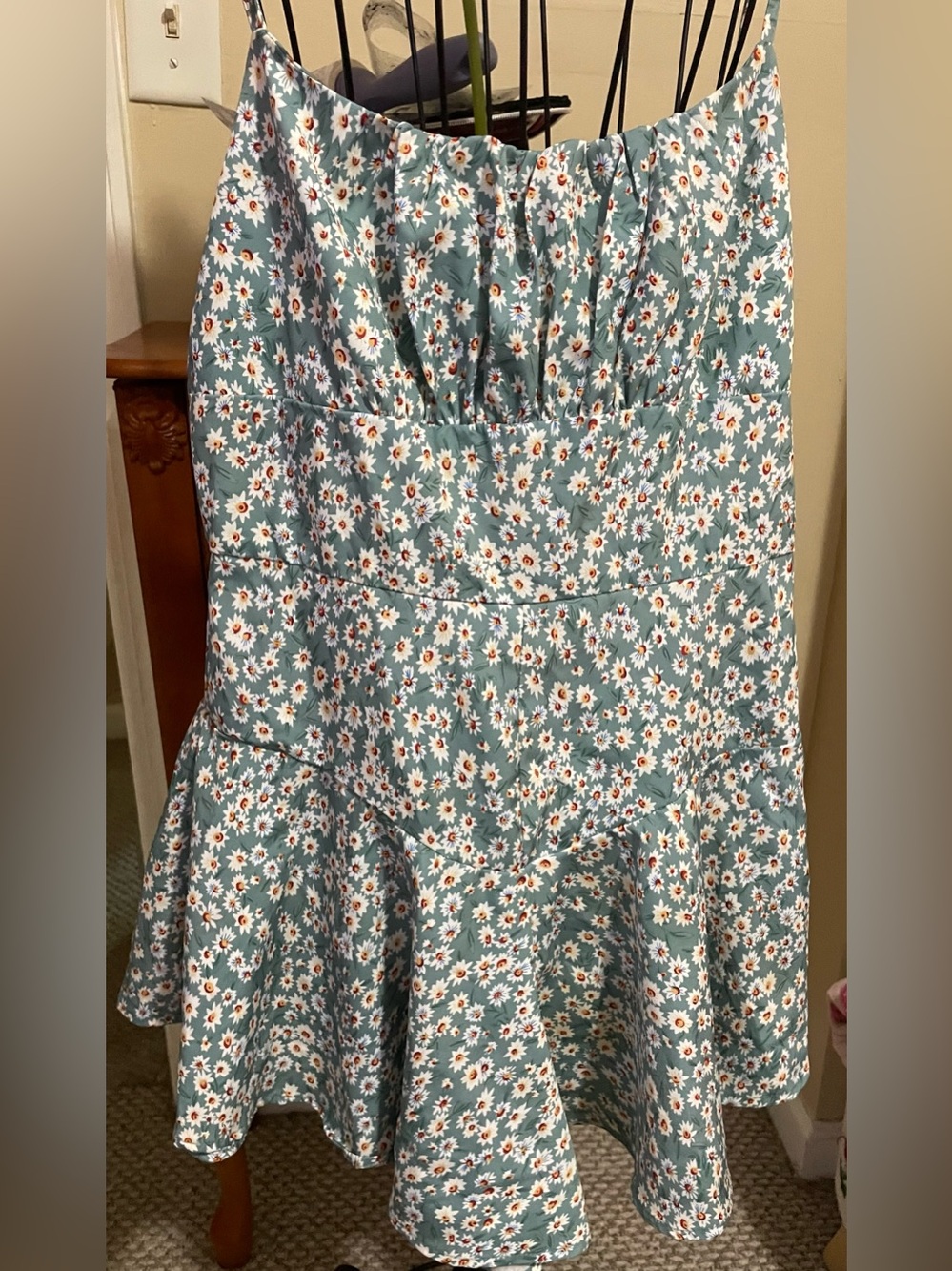 Blue Floral Ruffled Mini Dress - Picture 3 of 8